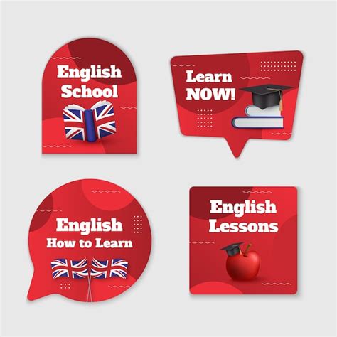 vector english lessons labels template