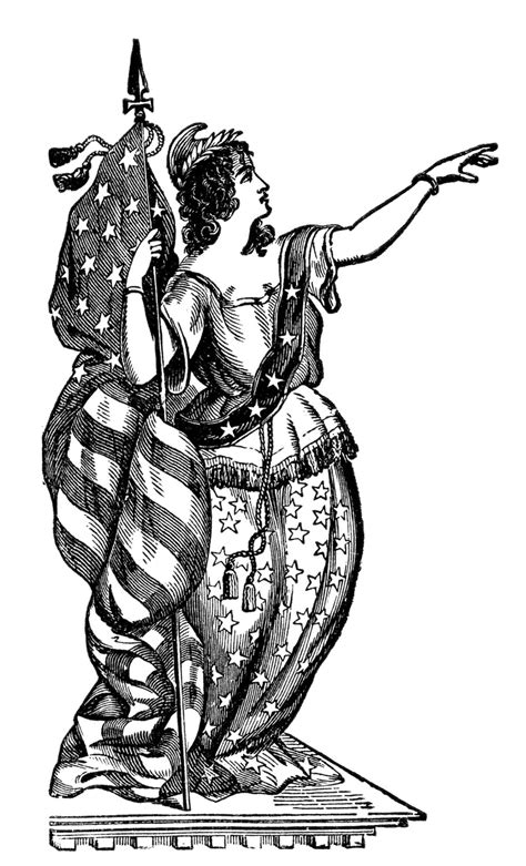 Vintage Patriotic Clip Art Lady Liberty 4th Of July