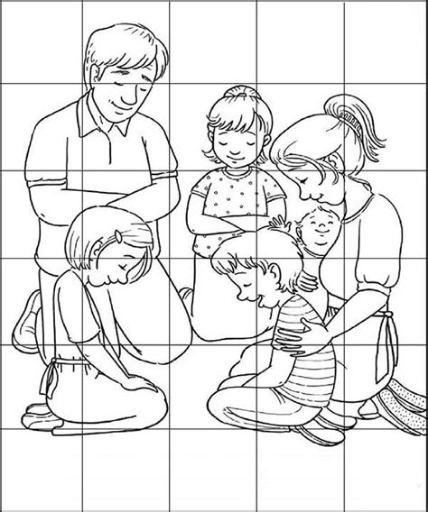 family praying puzzles coloring page coloring sky