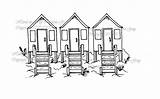 Beach Huts Digi Drawings Buy Shop sketch template