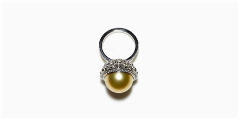 Ring In Platinum With A South Sea Golden Cultured Pearl And Diamonds