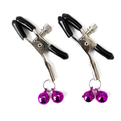 1pair Metal Bell Nipple Clamps With Chain Clips Flirting Teasing Sex