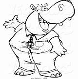 Cartoon Hippo Outlined Toonaday Getdrawings sketch template