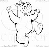 Jumping Pig Character Outlined Coloring Clipart Cartoon Vector Regarding Notes sketch template