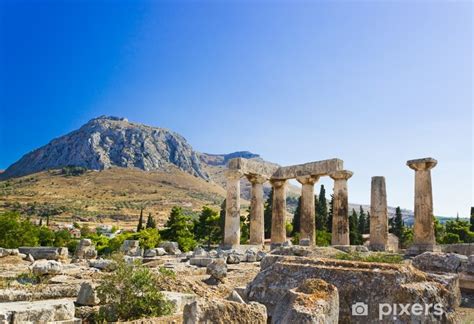 fotobehang ruines van de tempel  korinthe griekenland pixersnl