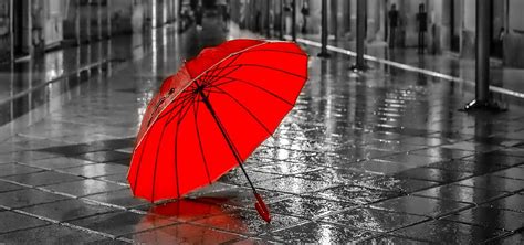 rainy red umbrella   street rainy night street background image