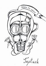 Mask Gas Drawing Skull Tattoo Outline Getdrawings sketch template