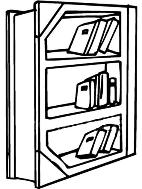 bookshelf   library coloring pages  place  color