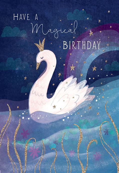 royal swan birthday card   island   happy