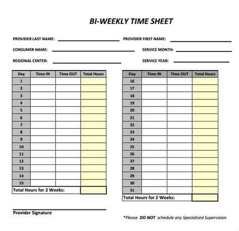 bi weekly timesheet template   word excel  documents