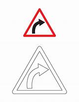 Coloring Sign Traffic Road Right Signs Pages Curve Cliparts Bend Boyama Trafik Hand Hair Safety Kids Library Clipart Template sketch template