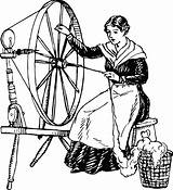 Spinning Wheel Clipart Woman Using Ai Svg Eps Girl Coloring Pages Clipartof Template 2126 sketch template