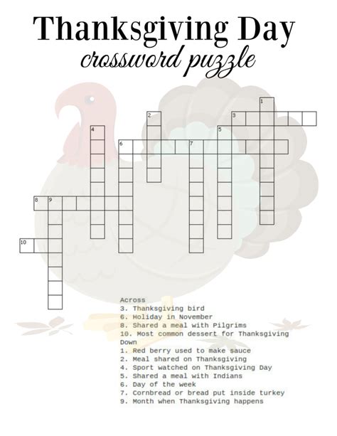 thanksgiving crossword puzzle  coloring pages  kids