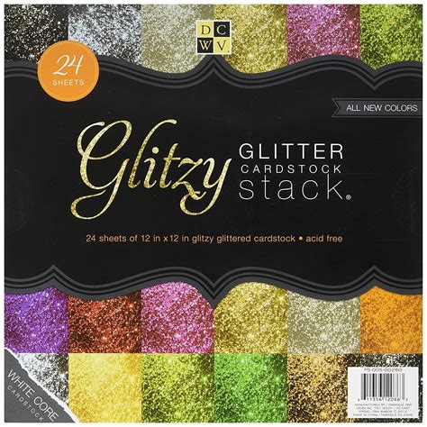 dcwv  glitzy glitter cardstock stack       sheets total  solid colors  premium