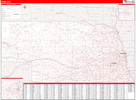 Nebraska Zip Code Wall Map Red Line Style By Marketmaps
