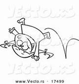Cartwheel Outline Coloring Energetic Cartoon Girl Vector Doing Pages Color Gymnastics Royalty Stock Designs sketch template