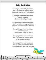 babybumble bee lyrics printout song book kids songs childrens songs