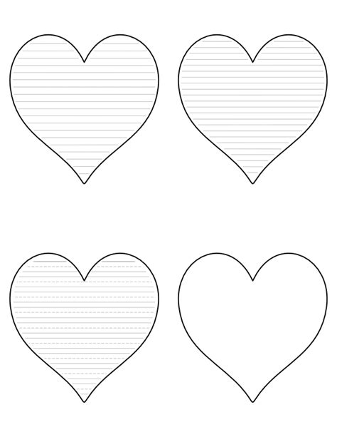printable heart template  lines  writing