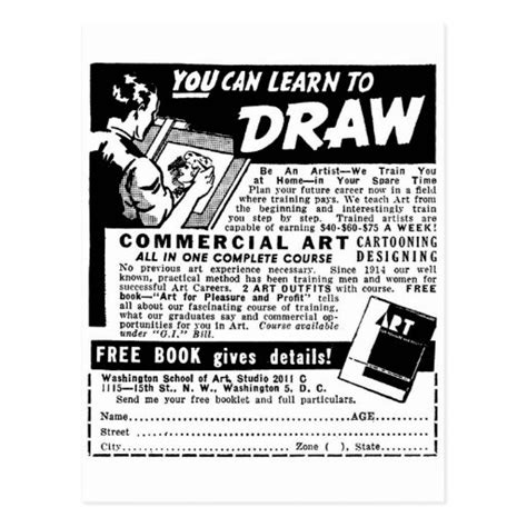 retro vintage kitsch you can learn to draw ad postcard zazzle