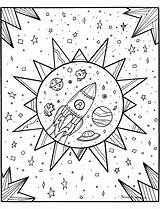 Coloring Space Pages Adults Rocket Galaxy Stress Color Anti Planets Zen Stars Interstellar Mandala Colouring Adult Printable Sheets Planetarium Kids sketch template