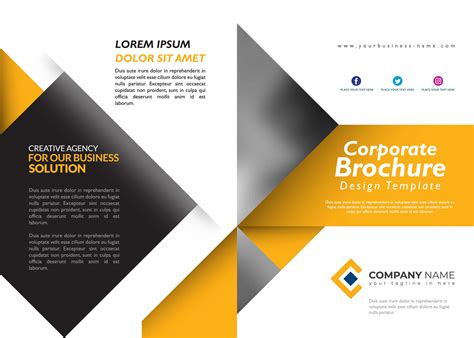 yellow brochure design template  vector art  vecteezy