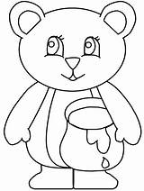 Coloring Bear Pages Bears Pot Printable Preschool Color Animal Holding Honey Kids Animals Hibernation Colouring Printables Sheets Teddy Popular sketch template