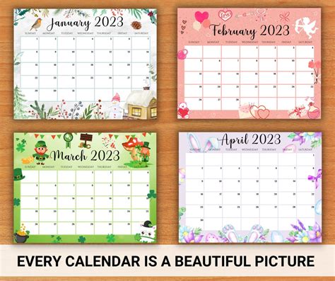 editable monthly calendar   beautiful printable monthly etsy