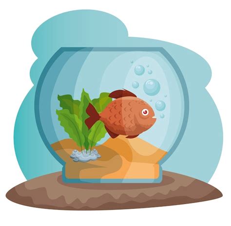 bel aquarium avec poisson vecteur premium