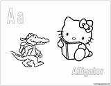 Pages Kitty Hello Letter Learning Alligator Coloring Alphabet Color Online sketch template