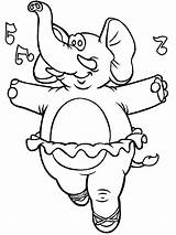 Elephant Circus Coloring Pages Ballerina Goodbye Saying Kids Color Outline sketch template