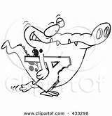 Alligator Bitten Carrying Letter Coloring Line Illustration Royalty Clipart Rf Toonaday Alphabet sketch template