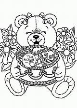 Coloring Birthday Happy Pages Printable Bear Teddy Kids Line Drawing Colouring Cheeky Chocolate Printables Cards Bears Color Shopkins Print Card sketch template