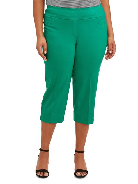 Womens Plus Size Stretch Woven Cropped Pant