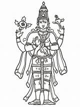Vishnu Drawing Coloring Gods Pages Sketch Hindu Drawings Hinduism Colouring God Lord Temple Outline Shiva Indian Line Preserver Adult Getdrawings sketch template