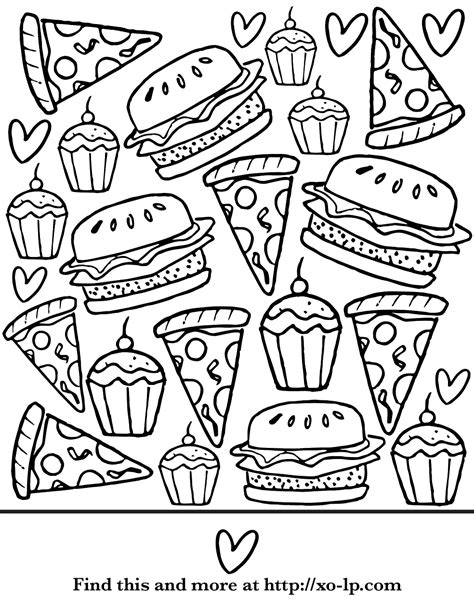 junk food coloring pages  girls food