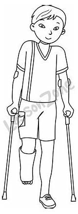 Crutches Boy Teenage Au sketch template