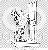 Door Knocking Boy Outline Cartoon Illustration Clip Rf Royalty Toonaday sketch template