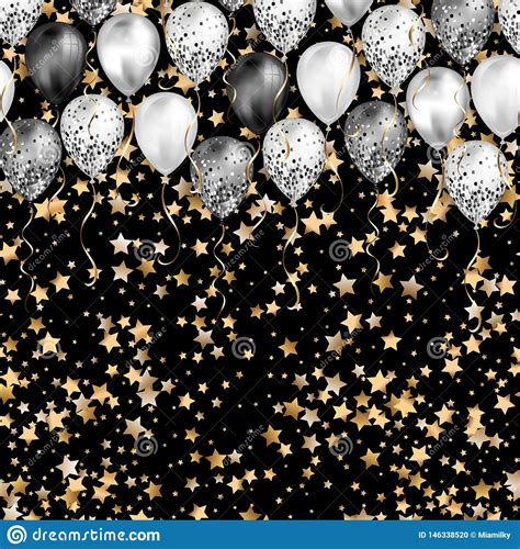 background with stars confetti and black and white
