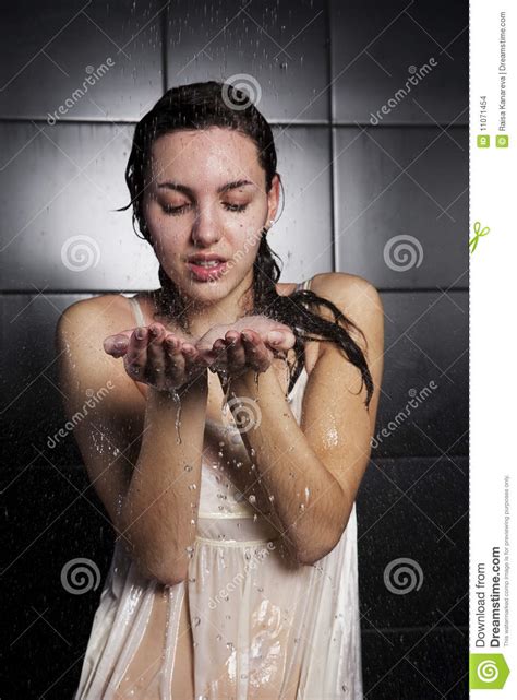 girl taking a shower stock images image 11071454