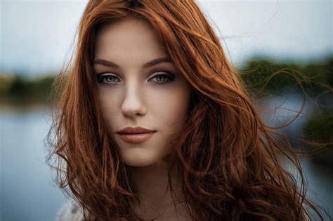 Hd Wallpaper Women Face Portrait Redhead Green Eyes Beauty
