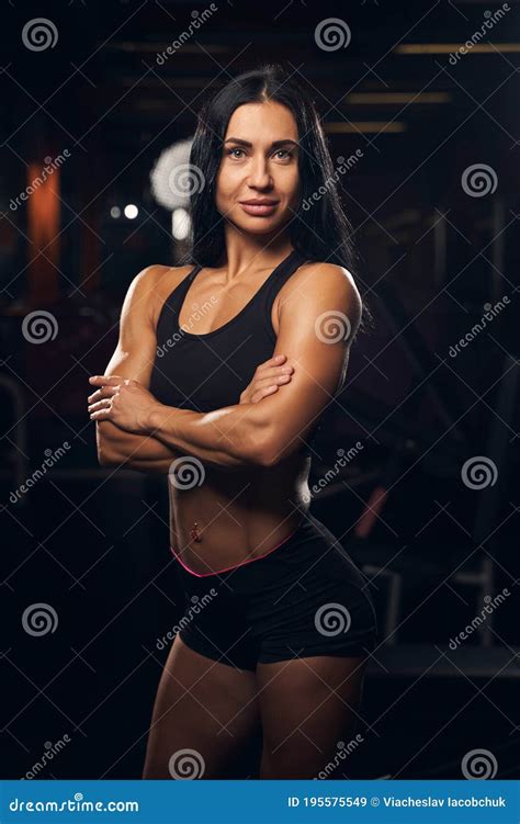 Beautiful Fit Brunette Lady Posing At The Gym Stock Image Image Of