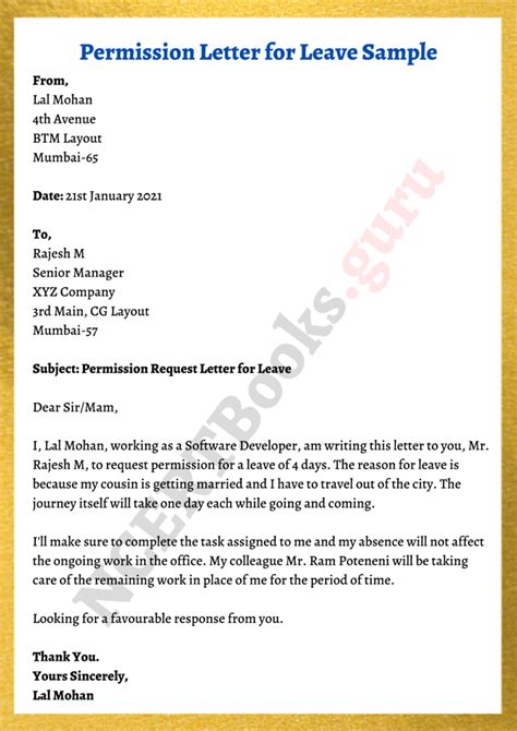 permission letter format template    write  letter