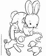 Coloring Pages Kids Animal Toy Easter Rabbit Bunny Stuffed Fun Printable Toys Color Doll Playing Mau Book Gold Favorite Print sketch template