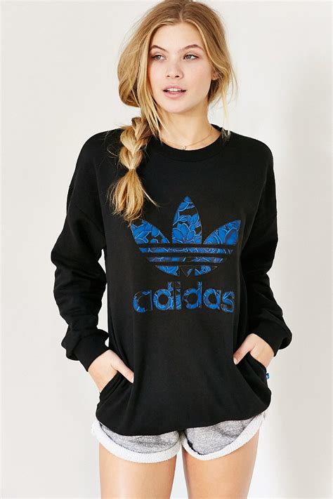 adidas originals cotton blue floral sweatshirt lyst