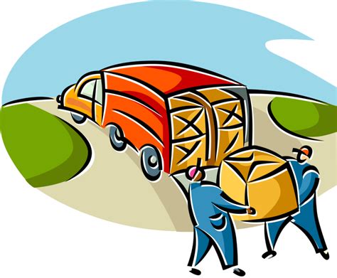 vector illustration  workers load boxes  shipping load  truck