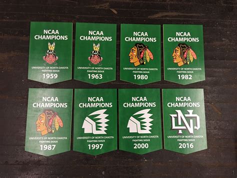 fighting sioux large wood banners  logos hockey championship set    colorwerks  etsy