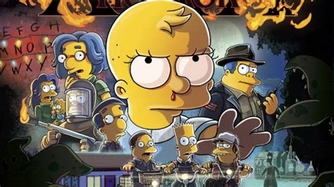 the simpsons new treehouse of horror poster parodies stranger things and the shape of water