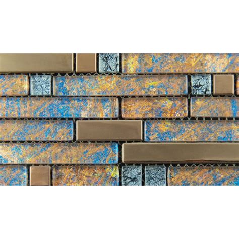 Metal And Glass Gold Stainless Steel Backsplash Wall Tiles