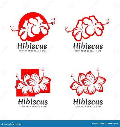 red hibiscus flower logo sign collection vector design stock vector