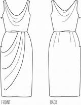 Dress Flat Sketch Cowl Draped Back Skirt Summer Gold Front Sewing Squarespace sketch template
